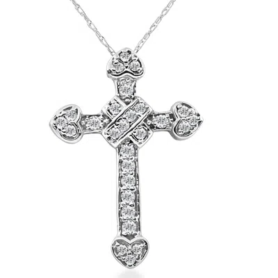 Pompeii3 1/2ct Fancy Unique Diamond Cross Pendant 14k White Gold In Multi