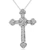 Pompeii3 1/2ct Fancy Unique Diamond Cross Pendant 14k White Gold In Silver