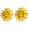 Pompeii3 1/2ct Fancy Yellow Diamond Studs 14k Yellow Gold Screw Back Lab Grown Earrings In Multi