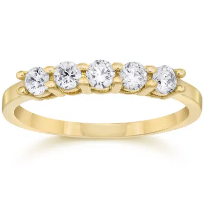 Pompeii3 1/2ct Five Stone Diamond Ring 14k Yellow Gold In Multi