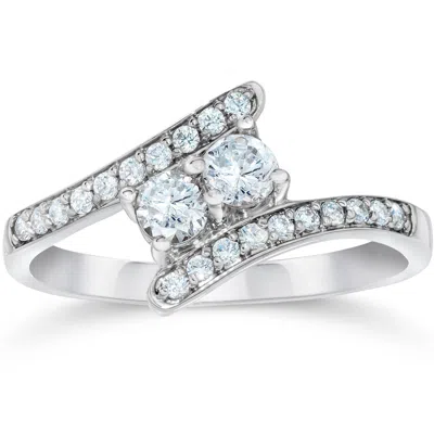 Pompeii3 1/2ct Forever Us Diamond Two Stone Ring 10k White Gold In Multi