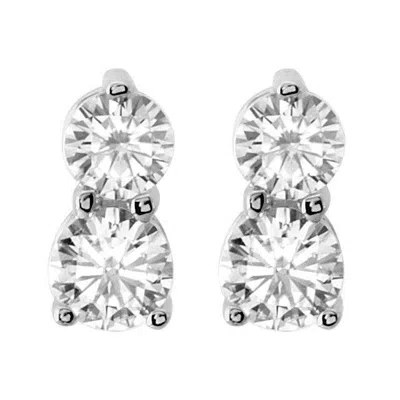 Pompeii3 1/2ct Forever Us Two Stone Diamond Studs Womens Earrings 14k White Gold In Multi