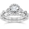 Pompeii3 1/2ct Halo Diamond Engagement Wedding Ring Set 14k White Gold In Multi
