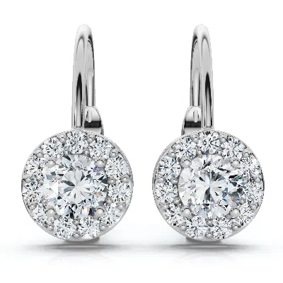 Pompeii3 1/2ct Halo Diamond Hoops With Lever Backs In White Or Yellow Gold In Silver