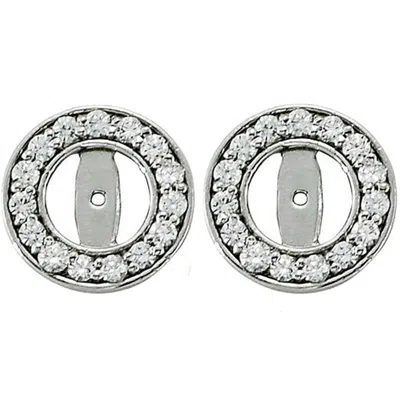 Pompeii3 1/2ct Halo Round Diamond Studs Earring Jackets 14k White Gold (3.5-4mm) In Gray