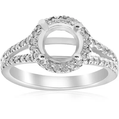 Pompeii3 1/2ct Halo Split Shank Diamond Engagement Ring Setting 14k White Gold Semi Mount In Metallic