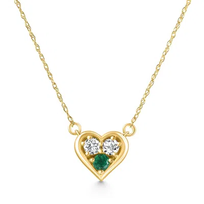 Pompeii3 1/2ct Heart Shape Emerald & Diamond Pendant 10k Gold Women's Necklace Lab Grown