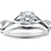 Pompeii3 1/2ct Intertwined Diamond Engagement Ring Set 14k White Gold In Silver
