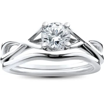 Pompeii3 1/2ct Intertwined Diamond Engagement Ring Set 14k White Gold In Multi