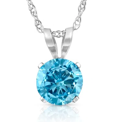 Pompeii3 1/2ct Lab Grown Blue Diamond Solitaire Pendant Necklace14k White Or Yellow Gold In Multi