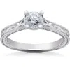 Pompeii3 1/2ct Lab Grown Vintage Scroll Solitaire Sophia Engagement Ring 14k White Gold In Multi
