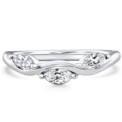Pompeii3 1/2ct Marquise Diamond Contour Wedding Guard Ring Womens Band 14k Gold Lab Grown In Multi