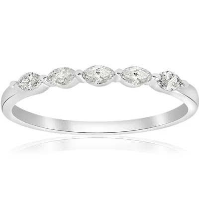 Pompeii3 1/2ct Marquise Diamond Five Stone Wedding Ring 14k White Gold In Multi