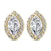 Pompeii3 1/2ct Marquise Halo Screw Back Diamond Studs White Or Yellow Gold Earrings In Multi
