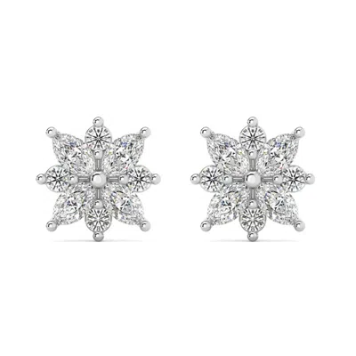 Pompeii3 1/2ct Marquise Star Diamond Earrings 14k Gold Earrings Lab Grown In Silver