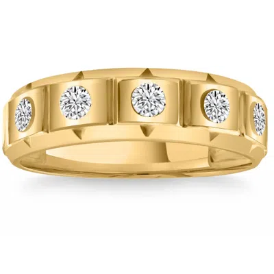 Pompeii3 1/2ct Men's 5-stone Diamond Ring In 10k Yellow Gold In Multi