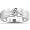Pompeii3 1/2ct Men's Diamond Brushed Solitaire Diamond Wedding Ring Lab Grown In Gold In Silver