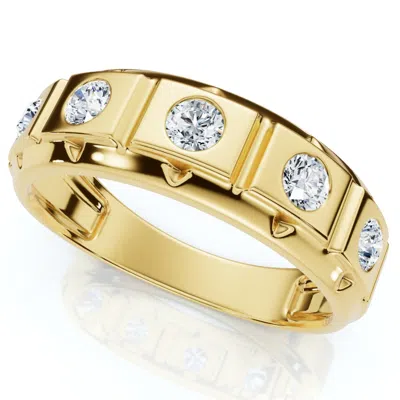 Pompeii3 1/2ct Men's Diamond High Polished Wedding Ring Lab Grown Anniversary Band In Silver