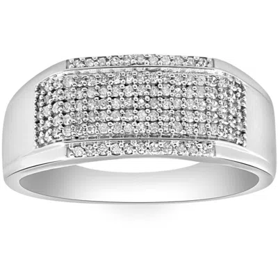 Pompeii3 1/2ct Men's Pave Diamond Ring In White Gold In Silver