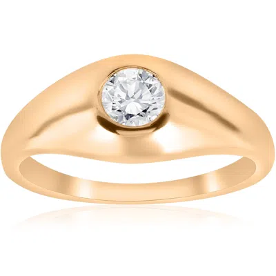 Pompeii3 1/2ct Mens Diamond Solitaire Ring 14k Yellow Gold In Multi