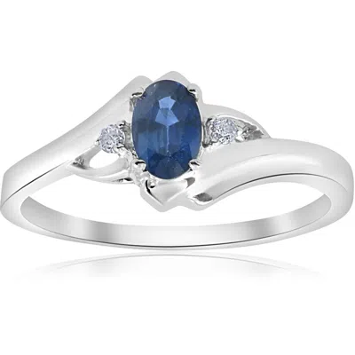 Pompeii3 1/2ct Oval Blue Sapphire Diamond Ring 14k White Gold In Multi