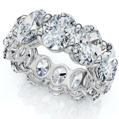 Pompeii3 12ct Oval Diamond Eternity Ring 14k Gold Or Platinum Wedding Band Lab Grown In Metallic