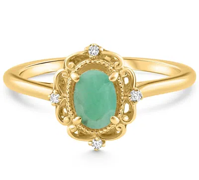 Pompeii3 1/2ct Oval Emerald & Lab Grown Diamond Ring 10k White Gold