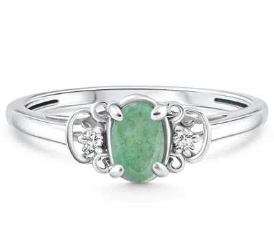Pompeii3 1/2ct Oval Emerald & Lab Grown Diamond Ring 10k White Gold