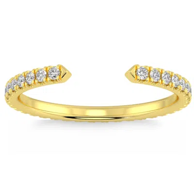 Pompeii3 1/2ct Pave Diamond Open Wedding Ring 14k Gold Stackable Band Lab Grown In Multi