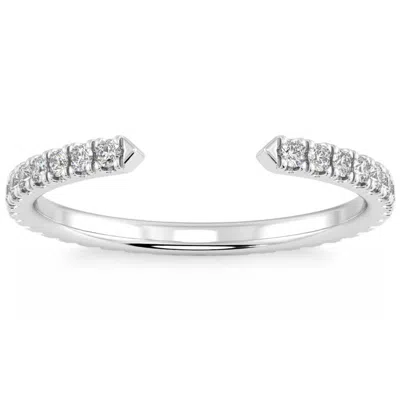 Pompeii3 1/2ct Pave Diamond Open Wedding Ring 14k Gold Stackable Band Lab Grown In Silver