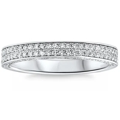 Pompeii3 1/2ct Pave Diamond Wedding Ring Stackable Wedding Band 14k Gold Lab Grown In Multi