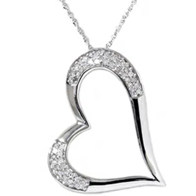 Pompeii3 1/2ct Pave Real Diamond Heart Shape White Gold Pendant In Multi