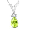Pompeii3 1/2ct Pear Peridot & Diamond Solitaire Pendant 14k White Gold With 18" Chain In Multi