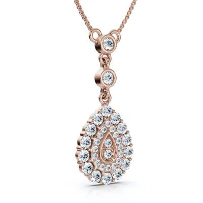 Pompeii3 1/2ct Pear Shape Dangle Bezel Penant Gold Necklace 1" Tall Lab Grown In Transparent
