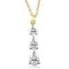 Pompeii3 1/2ct Pear Shape Diamond Three Stone Pendant Yellow Gold Necklace Lab Grown In Multi