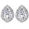 Pompeii3 1/2ct Pear Shape Halo Screw Back Diamond Studs White Or Yellow Gold Earrings In Metallic