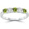 Pompeii3 1/2ct Peridot & Diamond 5 Stone Ring 14k White Gold In Multi
