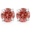 Pompeii3 1/2ct Pink Lab Grown Diamond Screw Back Studs Earrings 14k White Gold In Pink