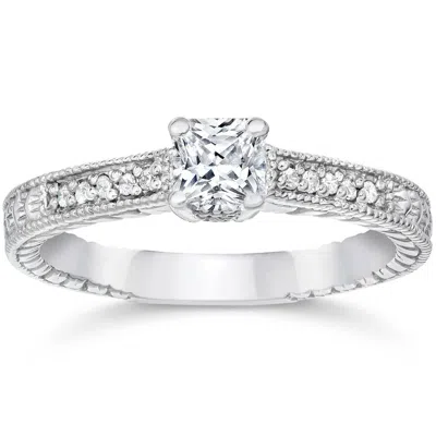 Pompeii3 1/2ct Princess Cut Antique Vintage Diamond Engagement Ring 14k White Gold In Multi