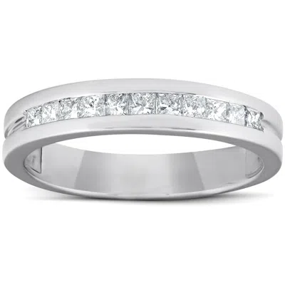 Pompeii3 1/2ct Princess Cut Diamond Mens Wedding Ring 14k White Gold In Multi