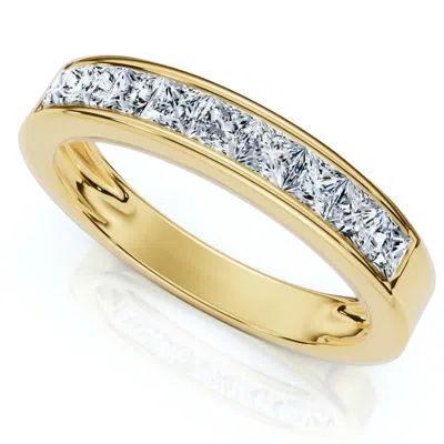 Pompeii3 1/2ct Princess Cut Diamond Wedding Ring 14k Gold Channel Set Lab Grown In Silver