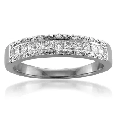 Pompeii3 1/2ct Princess Cut Diamond Wedding Ring 14k White Gold In Silver