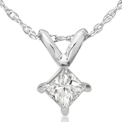 Pompeii3 1/2ct Princess Cut Real Diamond Solitaire Pendant Necklace 14k White Gold New In Multi