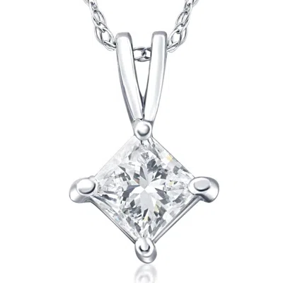 Pompeii3 1/2ct Princess Cut Solitaire Diamond Pendant Necklace In 14k Gold Lab Grown In Multi