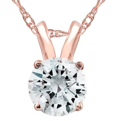 Pompeii3 1/2ct Rose Gold Round Diamond Solitaire Pendant 14k In Multi