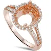 Pompeii3 1/2ct Rose Gold Split Shank Halo Diamond Ring Setting For Oval 14k In Silver