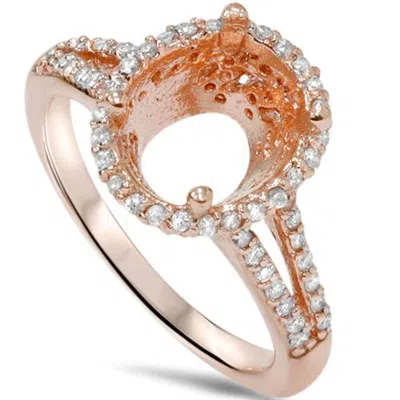 Pompeii3 1/2ct Rose Gold Split Shank Halo Diamond Ring Setting For Oval 14k In Silver