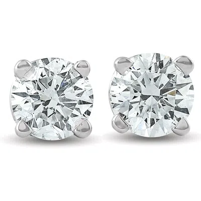 Pompeii3 1/2ct Round Brilliant Cut Diamond Stud Earrings In 14k Gold Classic In White