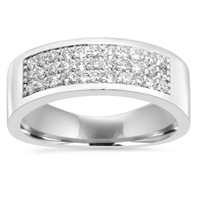 Pompeii3 1/2ct Round Diamond Pave Wedding Anniversary Ring 10k White Gold Lab Grown In Multi
