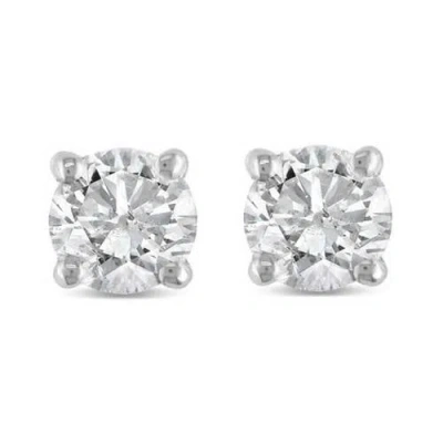 Pompeii3 1/2ct Round Diamond Studs Earrings In 14k White Or Yellow Gold Basket Setting